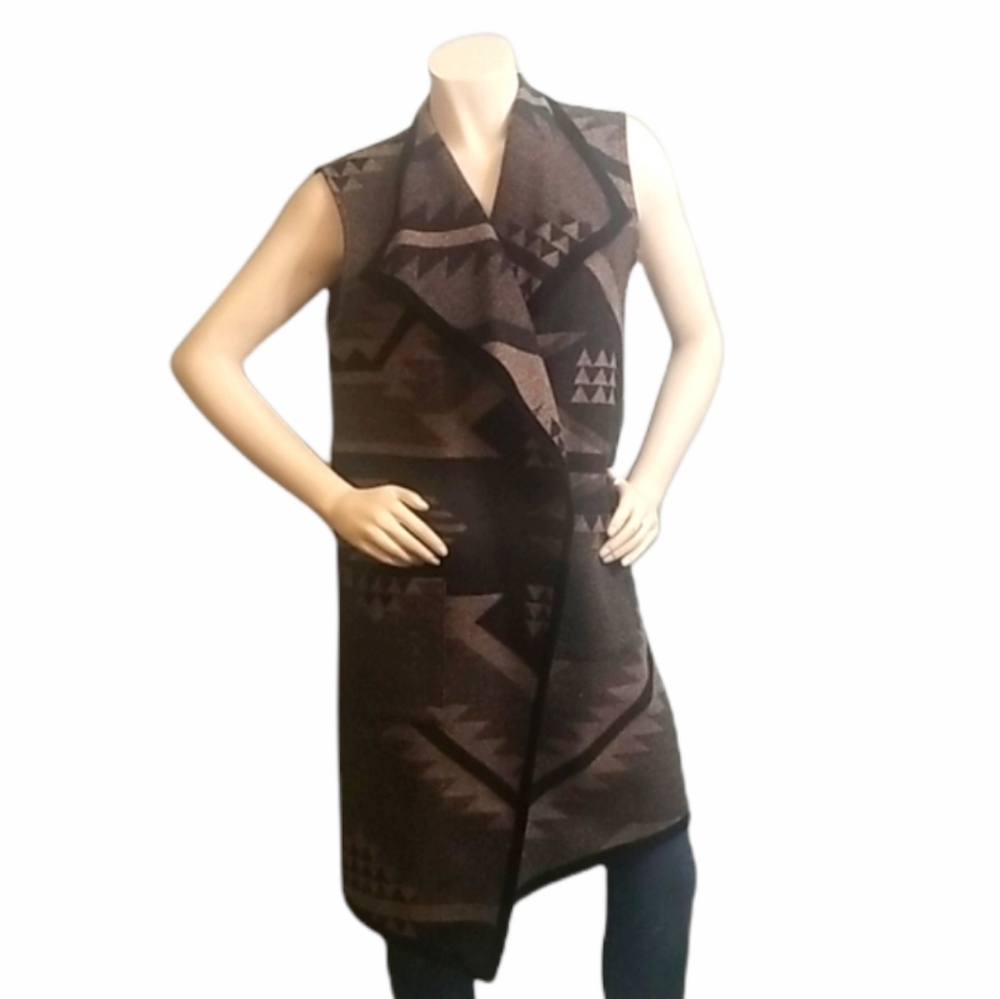 Pendleton Carly Long Wool Vest Reversible Aztec Jacquard Pattern Nwt